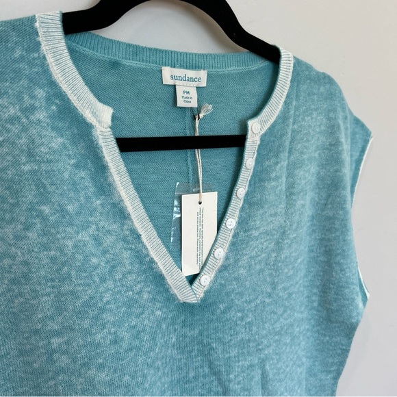 Women’s Sundance Laurette Sweater Tee, Aqua, Petite Medium - Picture 3 of 6
